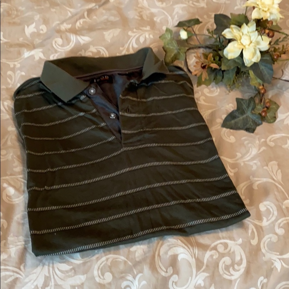 Izod cotton Green and White Striped Polo